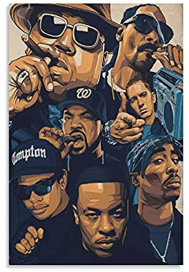 GNKIO West Coast Rappers Poster Dekorative Malerei Leinwand Wandkunst für Wohnzimmer und Schlafzimmer 12x18inch(30x45cm)