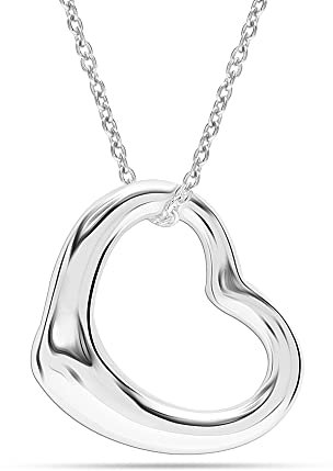 LeCalla 925 Sterling Silver Open Heart Pendant Necklace for Women - Floating Love Heart Design for Teens