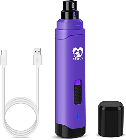 Casfuy Dog Nail Grinder Upgraded - Professional 2-Speed Electric Rechargeable Pet Nail Trimmer Painless Paws Grooming & Smoothing for Small Medium Large Dogs & Cats
