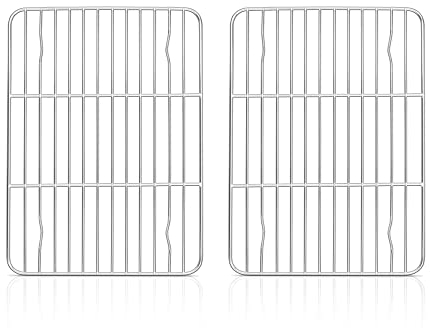 Herogo Lot de 2 grilles de refroidissement, en acier inoxydable, rectangulaires, pour rôtir, cuisson, barbecue, refroidissement, 22 x 16 x 1,5 cm