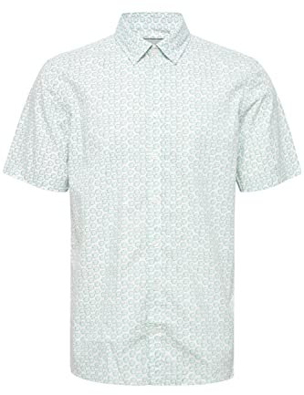CASUAL FRIDAY CFAnton AOP Shirt Herren Kurzarmhemd Herrenhemd Hemd Button-Down-Kragen Gemustert Regular Fit, Größe:L, Farbe:Snow White (110602)
