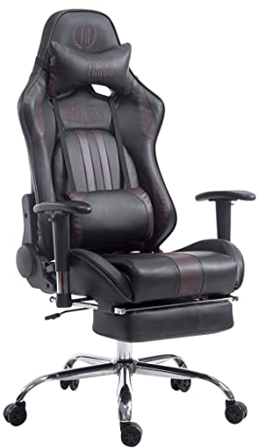 TPFLiving Racing Bürostuhl Limitless mit Fußablage mit Bequemer Rückenlehne - Schreibtischstuhl, Drehstuhl, Racingstuhl, Gamingstuhl, Chefsessel XXL, Konferenzstuhl, Schwarz/Braun
