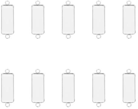 UNICRAFTALE 10 Pieza de Acero Inoxidable Rectangular En Blanco Bisel Colgante Conector Bandejas 25x10.(079) in En Blanco Bisel Colgante Conector Bandejas Borde Liso Bisel Tazas Espacios En Eslabones