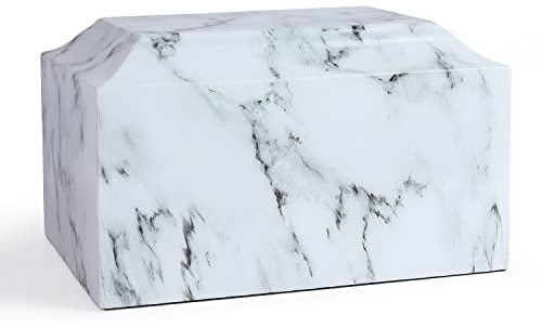 White Classic Cultured Marble Cremation Urn for Adult Ashes, Urn for Human Ashes, Adult Sized Memorial Urn for Ground Burial or Home Memorial
