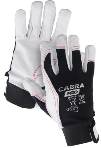 Cabra Pro - 12 Paar Arbeitshandschuhe aus vollnarbigen Ziegenleder - Schutzhandschuh mit Lederverstärkung - Arbeitshandschuh Damen und Herren - Werkstatt - Garten - Bau, Größe 11, 12 Paar