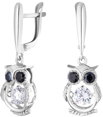 JC Jeweller Carat Damen Ohrringe Silber 925 tanzendes Zirkon (Eule)