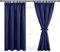 DWCN Vorhang Blickdicht mit Kräuselband Verdunkelungsgardinen Gardinen Kurz Wärmeisolierend Thermovorhang für Schlafzimmer Küche,145x140cm(HöhexBreite), Dunkel Blau, 2er Set