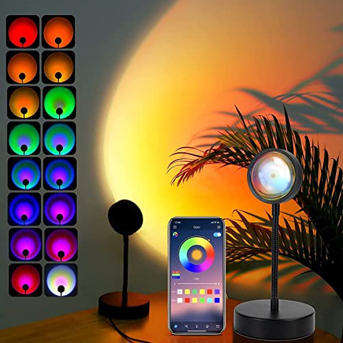 QUIGO Sunset Lamp Led Lights for Bedroom Decor Dusk Dawn Sun Sunlight Sunrise Outdoor Indoor RGB Night Light Projector Living Room Light Fixture Floor & Table Lighting Gifts for Women