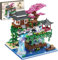Piscine de fleurs de pêcher Architecture Maquette, 3320Pcs Ancienne Scène de Rue Chinoise, Mini Nano Blocs, Set de Construction et Modèle de Collection pour Adultes, Enfants, Non Compatible avec Lgo