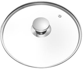 DERUI CREATION Tapa de vidrio templado para ollas y sartenes, rejillas de ventilación de vapor integradas, plata, 22 cm