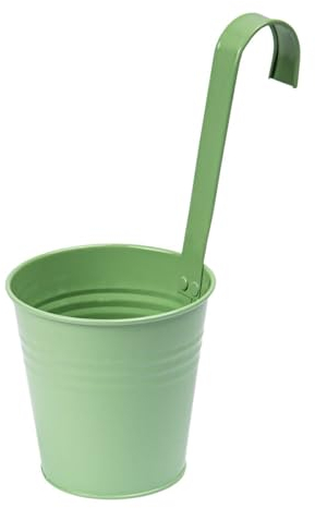 Valle Verde Hängender Blumentopf Kräutertopf zum Aufhängen Pflanztopf Mit Haken Küche Balkon Metall Rund Ø 13cm (Hellgrün)