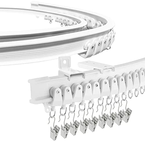 Biegbare Deckenvorhangschiene für Erkerfenster, 2,5 m, flexible gebogene Vorhangschiene, Deckenwandhalterung, robuste Kunststoff-Vorhangschienen, Schienensystem für Schlafzimmer, Raumteiler