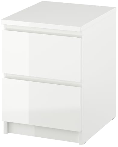 Generisch Kommode MALM 2 Schubladen 40x55 cm Weiß Hochglanz