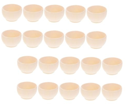 NUOBESTY 20pcs Wooden Bowl DIY Blank Bowl Wooden Unpainted Crafts Bowls Painting Blank Bowl Props Unfinished Blank Bowls DIY Unfinished Bowls Natural Wood Blank Bowls Small Wood Bowls