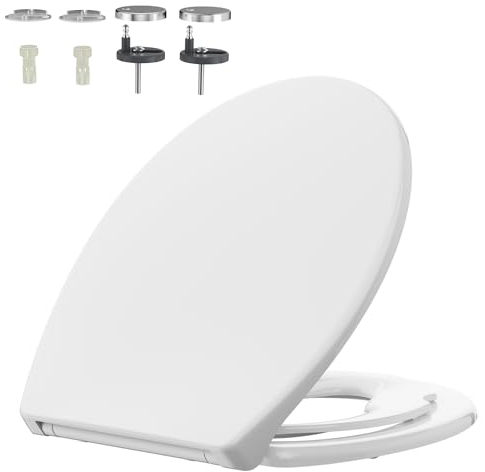 Rainsworth Lunette Toilettes Familial Avec Siège De Toilette Enfant,Abattant Wc Avec Reducteur Enfant Forme O,Couvercle De Cuvette Toilette Enfant Antibactérien De Conception Ergonomique,Blanche