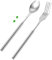 Xiciki Cuchara de tenedor extensible, tenedor y cuchara telescópica de acero inoxidable, cucharas retráctiles para cena, cuchara extensible que se extiende hasta 25 pulgadas para barbacoa y fruta
