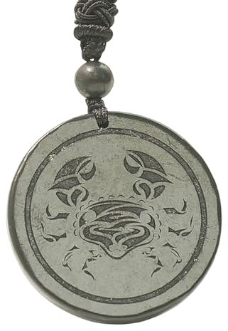 Schungit Stein Shungite Stein Schungit Anhänger Halskette, Schutzamulett mit Edelsteinen und Sternzeichen, Schungit-Anhänger, Kristall, Heilkristalle für Frauen und Männer (Cancer (June 21 – July 22))