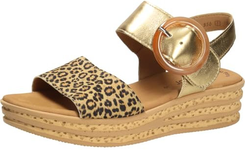 Gabor Damen Plateausandalen, Frauen Sandalen,Plateausandaletten,bequem,Sommerschuhe,Freizeitschuhe,offene Schuhe,Natur/Gold,37.5 EU / 4.5 UK