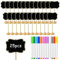 YBCCBY Lot de 25 Mini Tableau Noir Bois, Mini Panneau D'affichage Mini Ardoise Tableau Noir Panneaux à Message avec Support en Bois avec 12 Stylo pour Panneaux à Message Board Mariage Dîner Party