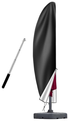 Cantilever Parasol Cover Waterproof, Fit for 2m 2.2m 2.3m 2.4m 2.5m 2.7m 2.8m 3m Patio Large Overhanging Outdoor Parasol, 600D Oxford UV Resistant Windproof Garden Umbrella Cover with Zip