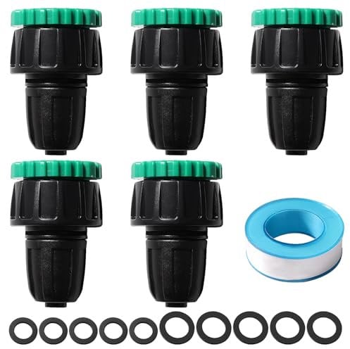 VooGenzek 5 PCS G1/2 G3/4 to 8/12 mm Irrigation Quick Connector, Micro Irrigation Adapter with Lock Barbed, Agriculture Irrigation Fittings, for Lawn, Farm, Garden
