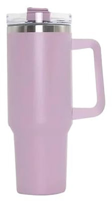 YETGFBH Taza con Pajita,Taza Termo Personalizada Botella de Agua de Acero Inoxidable de 40oz con Tapa con asa, Termo al vacío con Pajita, Taza de café for Coche, Vaso Personalizado(L)