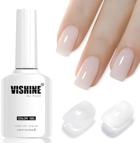 Vishine 16ml Vernis Gel Jelly Blanc Lait Transparent Cristal UV Gel Polish Vernis à ongles Semi-Permanent French Manucure DIY Nail Art Écume Blanche Neutre Teinte E031