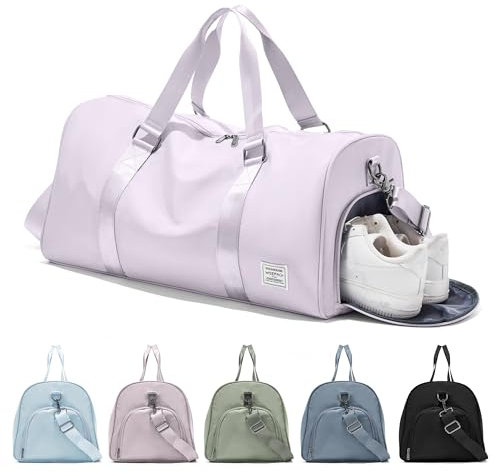 suradar Bolsa Gimnasio Deportiva Mujer Hombre Bolsa Deporte Bolso de Gimnasio con Compartimento Zapatos y Pocket Wet Bolso Fitness Bolsas de Deporte Mujer para Piscina Gym Bag Women Morado Claro