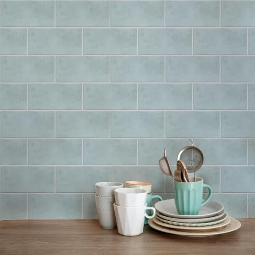 WIQUYBML Carrelage adhésif en PVC Bleu Canard à Coller sur Les Murs, carrelage de Sol Durable à décoller et à Coller, carrelage Mural résistant à l'eau pour Salle de Bain et Cuisine, 30 x 1