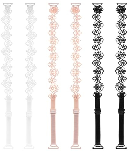 Piriuuo 3 Paar BH Träger, Damen-BH-Träger mit Spitze und Blume Verstellbar Schulter Ersatz-Schultergurt rutschfeste Elastische BH Träger Blumenspitze Schultergürtel Dessous Träger für Damen, Mädchen