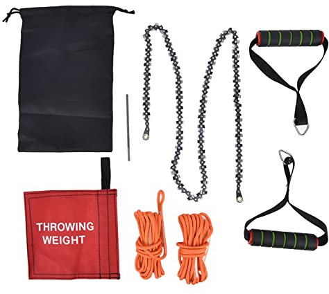High Reach Tree Limb Hand Rope Chain Saw, Folding Pocket Chainsaw, Portable Rope Saw, with Acute Blades, 48 Inch, for Wood-Cutting, Camping and Field Survival Gear