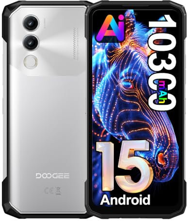 DOOGEE Blade 20 Android 15 Rugged Smartphone 4G,10300mAh 18W,20GB+128GB(2TB) 15.8 mm Telefono Cellulare,16MP Fotocamera,6.6''HD+Display IPS Punch Telefoni Cellulari,3 Slots/OTG/NFC/GPS (Titanio)