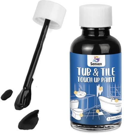Tub and Tile Gloss Black Paint Touch Up Paint Kit for Bathtub Porcelain Repair Scratches Cracks Chips on Porcelain Acrylic Enamel Cast Iron Tiles Sinks Toilets Black