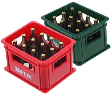 2Pcs Miniature Beer Crate for Dollhouse Realistic Beer Bottle Accessories for Pub Bar Scene for Pretend Play and Miniature Displays