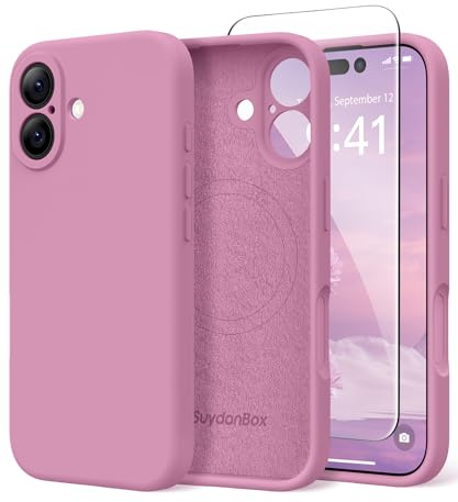 SuydanBox Magnetische Hülle für iPhone 17, kompatibel mit MagSafe, [vollständiger Kameraschutz] [Displayschutz] Stoßfeste Silikon-Schutzhülle für iPhone 17 6,3 Zoll, Schwarze Johannisbeere