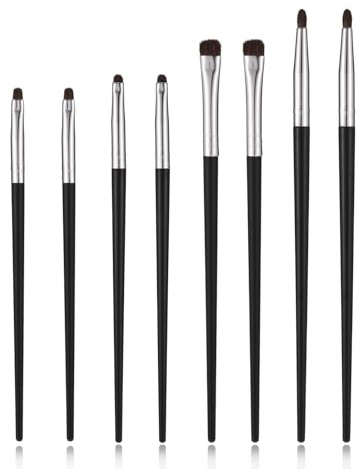 Thinp 8 Pcs Mini Smudge Brush for Eyeliner, Eye Makeup Brush Sets Professional Eyeshadow Brushes Soft Eyeliner Brushes for Powder Gel Cream Blending Corner Highlighter Concealer (Black)