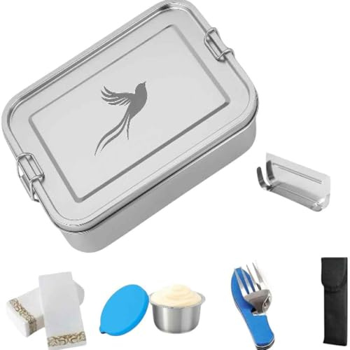 Little Lorien Brotdose Edelstahl 1200 ml – Bento Box auslaufsicher mit 2 Fächern & Besteck – Meal Prep Box – Brotdose Kinder & Erwachsene – Farbwahl (Blau)
