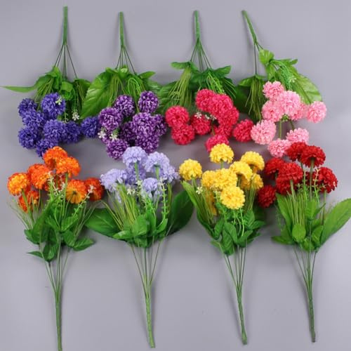 Eawfgtuw Bouquet di ortensie artificiali in seta con 9 teste e foglie grandi, 38 cm di altezza, fiori finti per matrimoni, feste, casa, ufficio, tavolo, balcone, decorazione (rosa