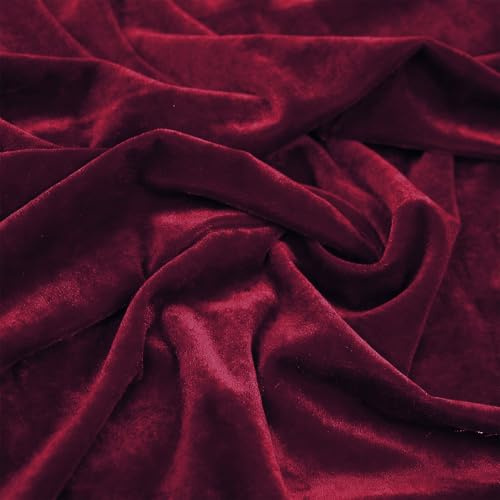 Pannesamt Stoff Meterware 2M x 155cm, Dunkelrot Samtstoff Velvet Dekostoff Meterware für Vorhänge Gardinen Tischdecke Sofabezug