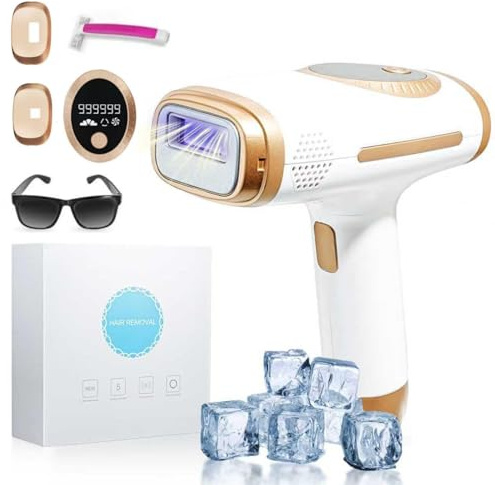 IPL Geräte Haarentfernung Laser für Frauen, 6,8 cm² Großkaliber Laser Haarentfernung mit Kühlfunktion, 3 Funktionen HR/SC/RA, 9 Energiestufen, Laser Haarentfernung für Gesicht, Bikini, Körper