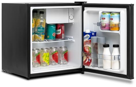 SMETA Mini frigorífico de 45 L, pequeño refrigerador silencioso, 39 dB, refrigerador de bebidas, 6 niveles, termostato 0-10 °C, minibar con tope de puerta intercambiable para casa, oficina, camping