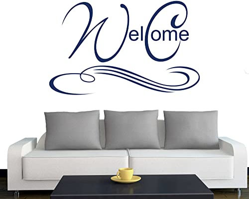 Klebesüchtig A138 Türtattoo - Wandtattoo WC Welcome 60cm x 36cm dunkelblau - Dekoration - Bad - Wohnzimmer - Aufkleber - Wandsticker