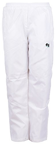 Sians Fashions Mens Bowling Trousers White Waterproof Trouser with Embroidered Bowls Bowlers Logo (Large, White)