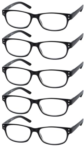 Eyekepper 5-pack Retro Vintage Lesebrille mit Federscharnieren Schwarz +2.00