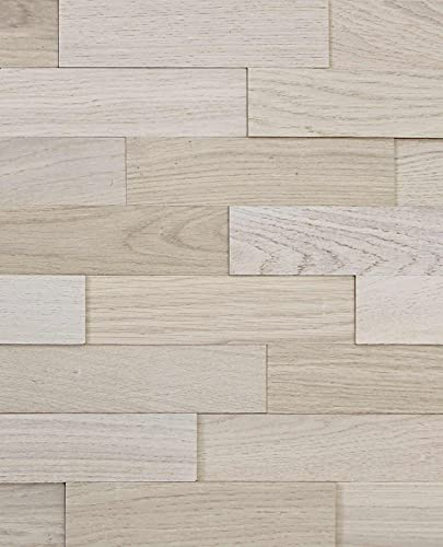 wodewa Wandverkleidung Holz 3D Echtholz Eiche Arctic 1m² Wandpaneele Moderne Wanddekoration Holzverkleidung Holzwand Wohnzimmer Küche Schlafzimmer
