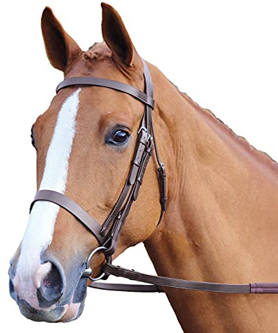 Shires Aviemore Plain Bridle With Rubber Grip Reins - Havana