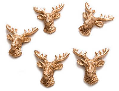 Logbuch-Verlag 5 kleine Hirschen gold mit Klebepunkt Hirsch Kopf Geweih als Streudeko Tischdeko Bastelzubehör Weihnachten 4 cm