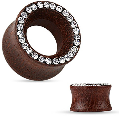 Tapsi´s Coolbodyart® Flesh Tunnel Rosen Holz Organisch Kristall 10mm