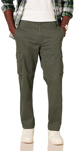 Amazon Essentials Herren Gerade geschnittene Stretch-Cargohose (erhältlich in Big & Tall), Olivgrün, 36W / 30L