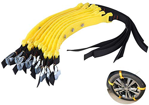 Jadeshay Catene da Neve,10pezzi Catene da Pneumatici Universale SUV Camion Auto Catene 185-225mm Regolabili Catene di Emergenza per Sabbia Fango Neve Trazione di Emergenza